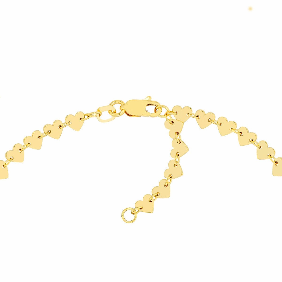 14K Yellow Gold Side by Side Heart Station Anklet