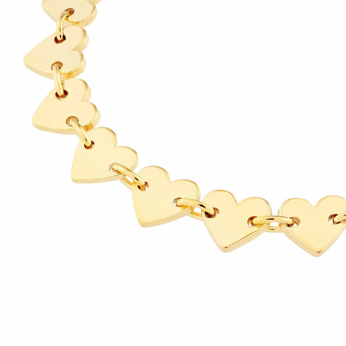 14K Yellow Gold Side by Side Heart Station Anklet