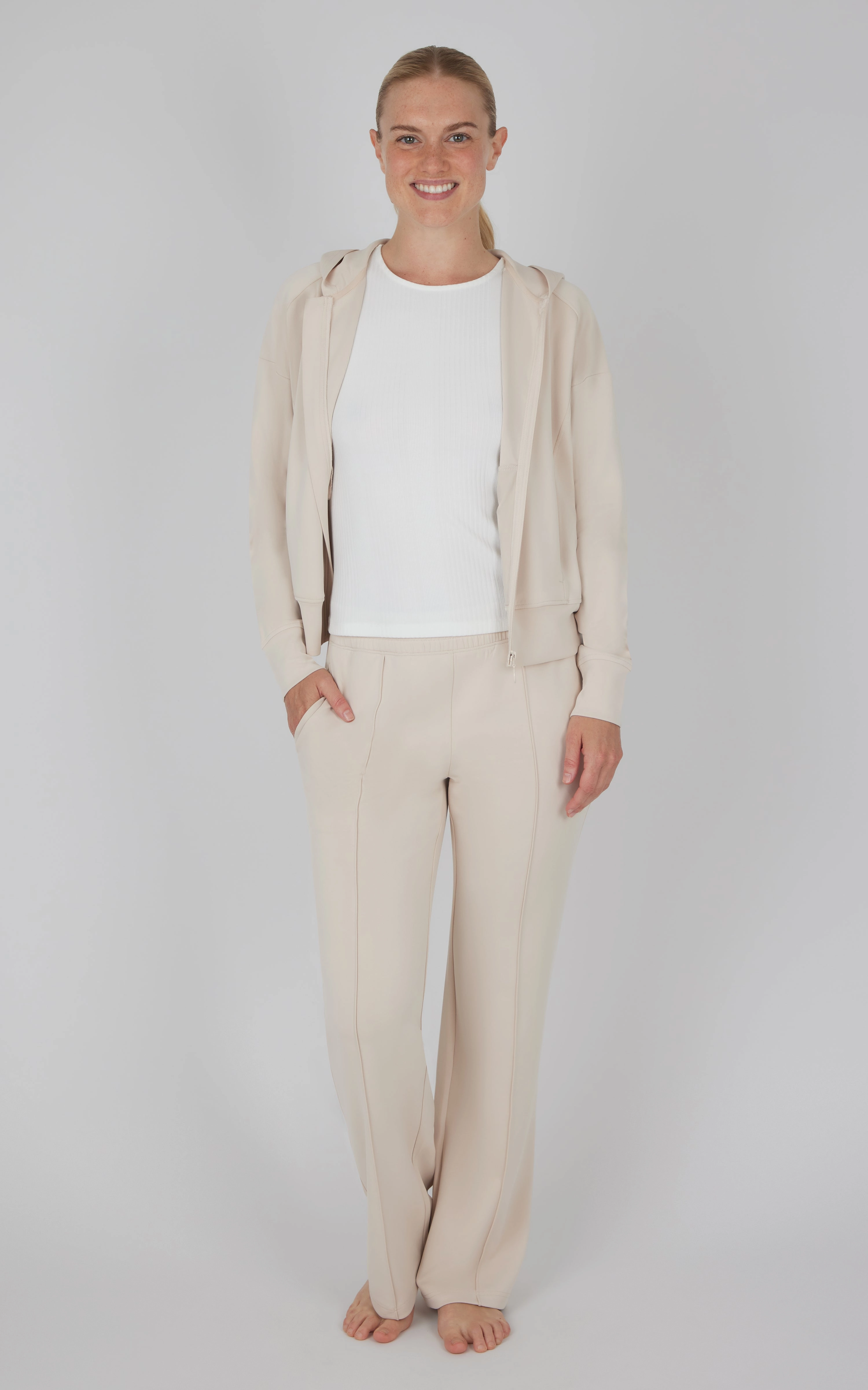 3 PC Softlite Hooded Jacket   Tank   Wide Leg Pant