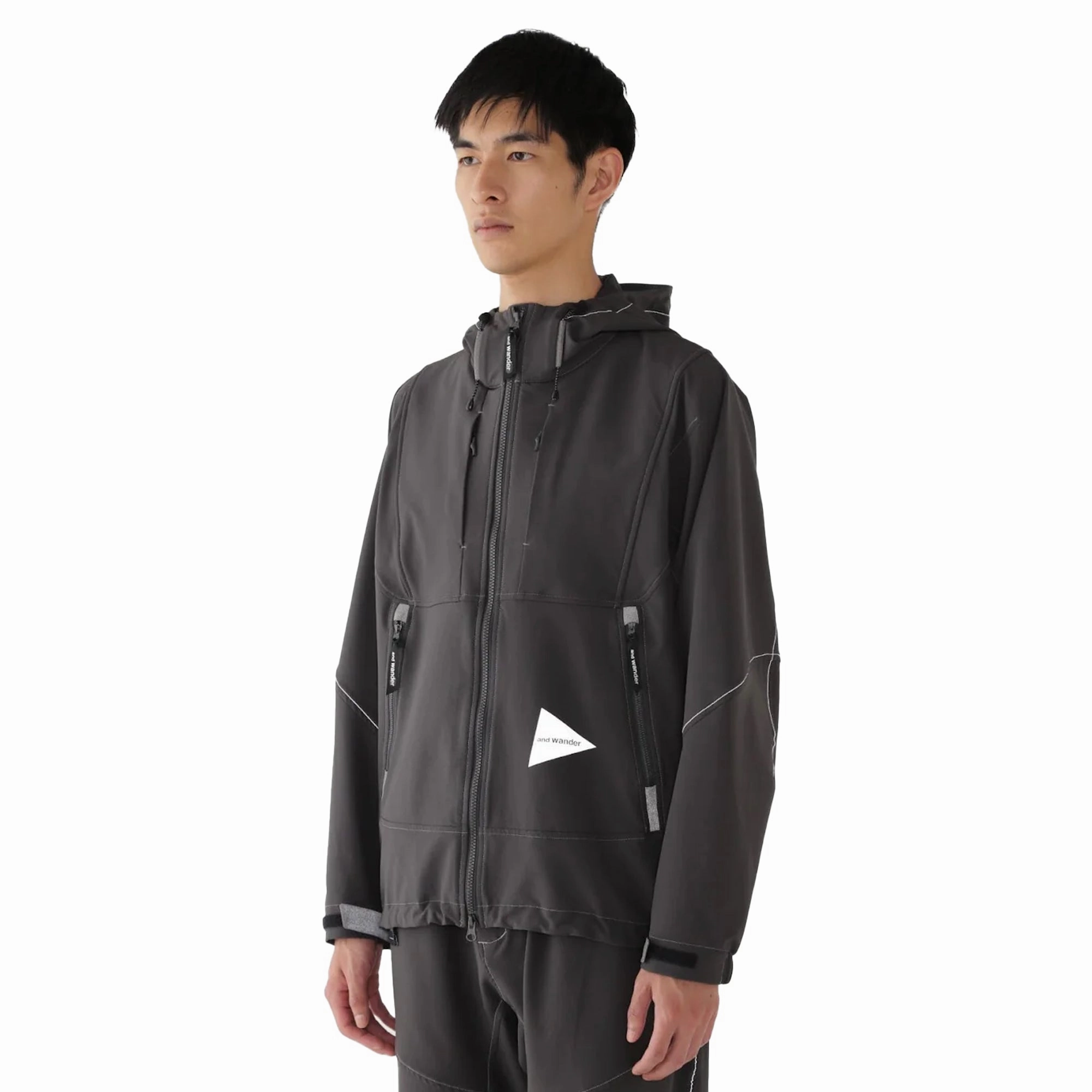 and Wander Light Stretch Shell Jacket Charcoal