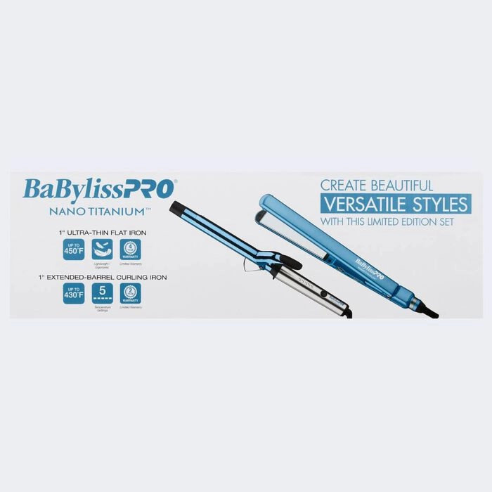 BaBylissPRO® Nano Titanium™ 1 Extended-Barrel Curling Iron & 1 Ultra-Thin