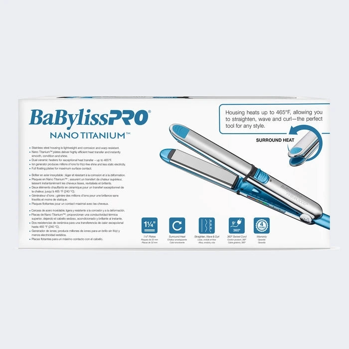 BaBylissPRO® Nano Titanium™ Prima3000 Stainless Steel 1.25 Flat Iron Dual Voltage [BNT3000TUC]