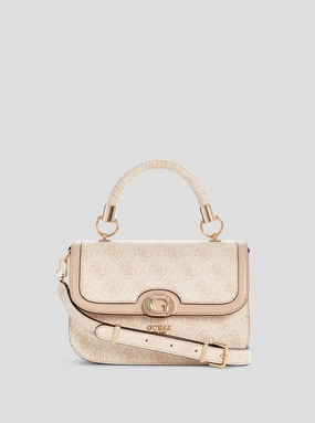 Beige Logo Orlina Top Handle Bag