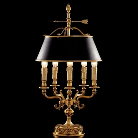 Bouillotte-Style Table Lamp With French Gold finish And Black Shade