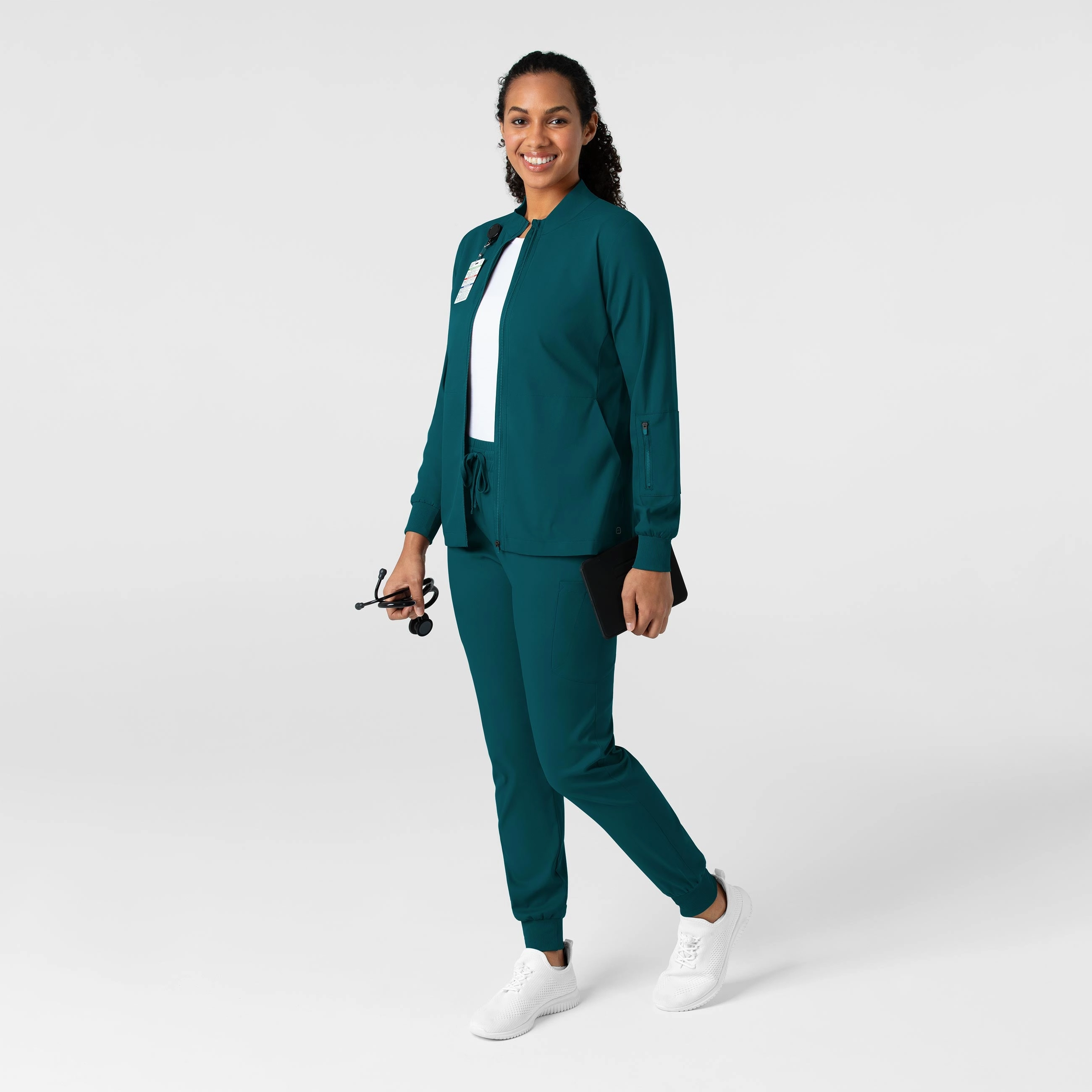 Boundless Women's Warm Up Scrub Jacket - Caribbean