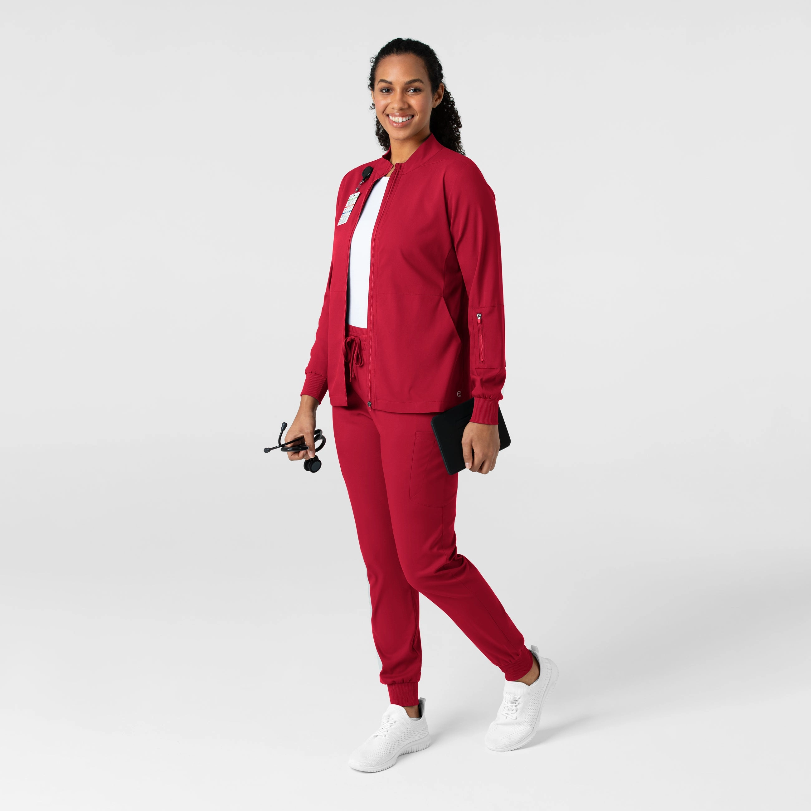 Boundless Women's Warm Up Scrub Jacket - Red