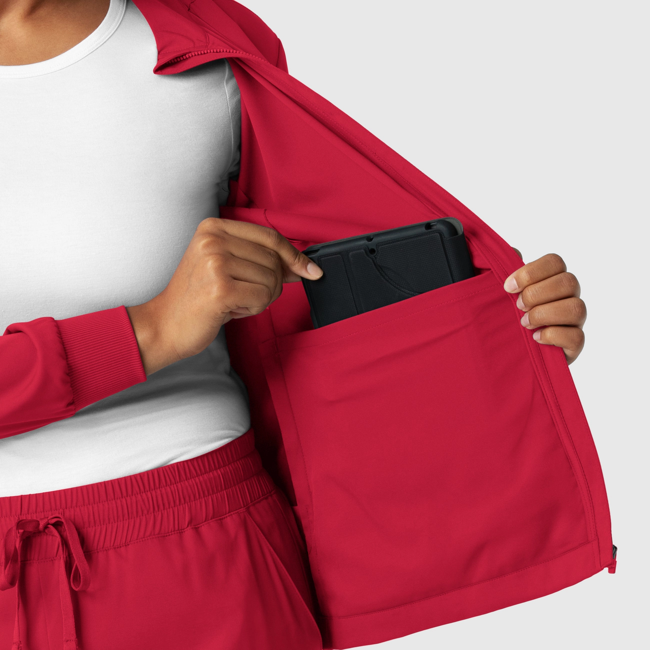 Boundless Women's Warm Up Scrub Jacket - Red
