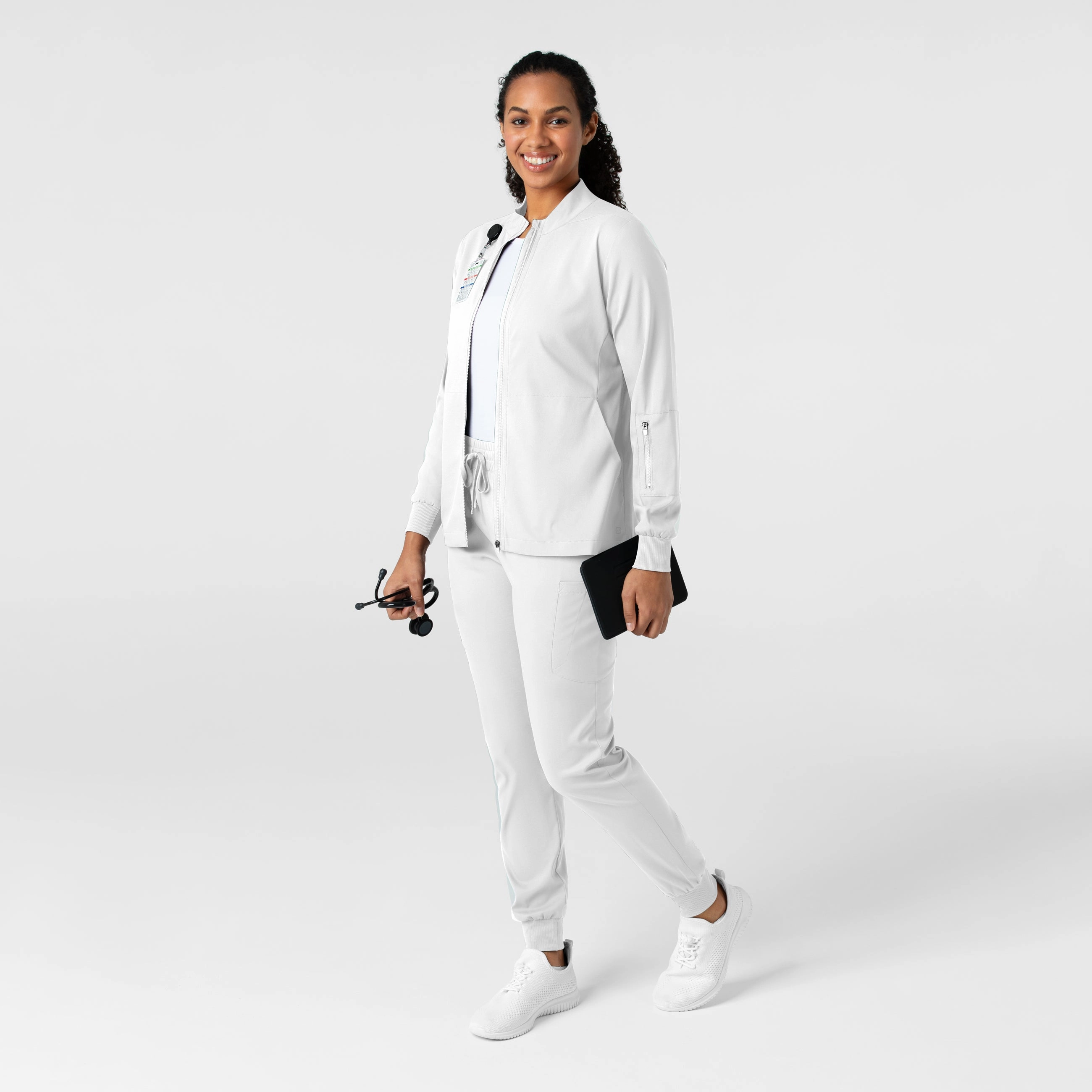 Boundless Women's Warm Up Scrub Jacket - White