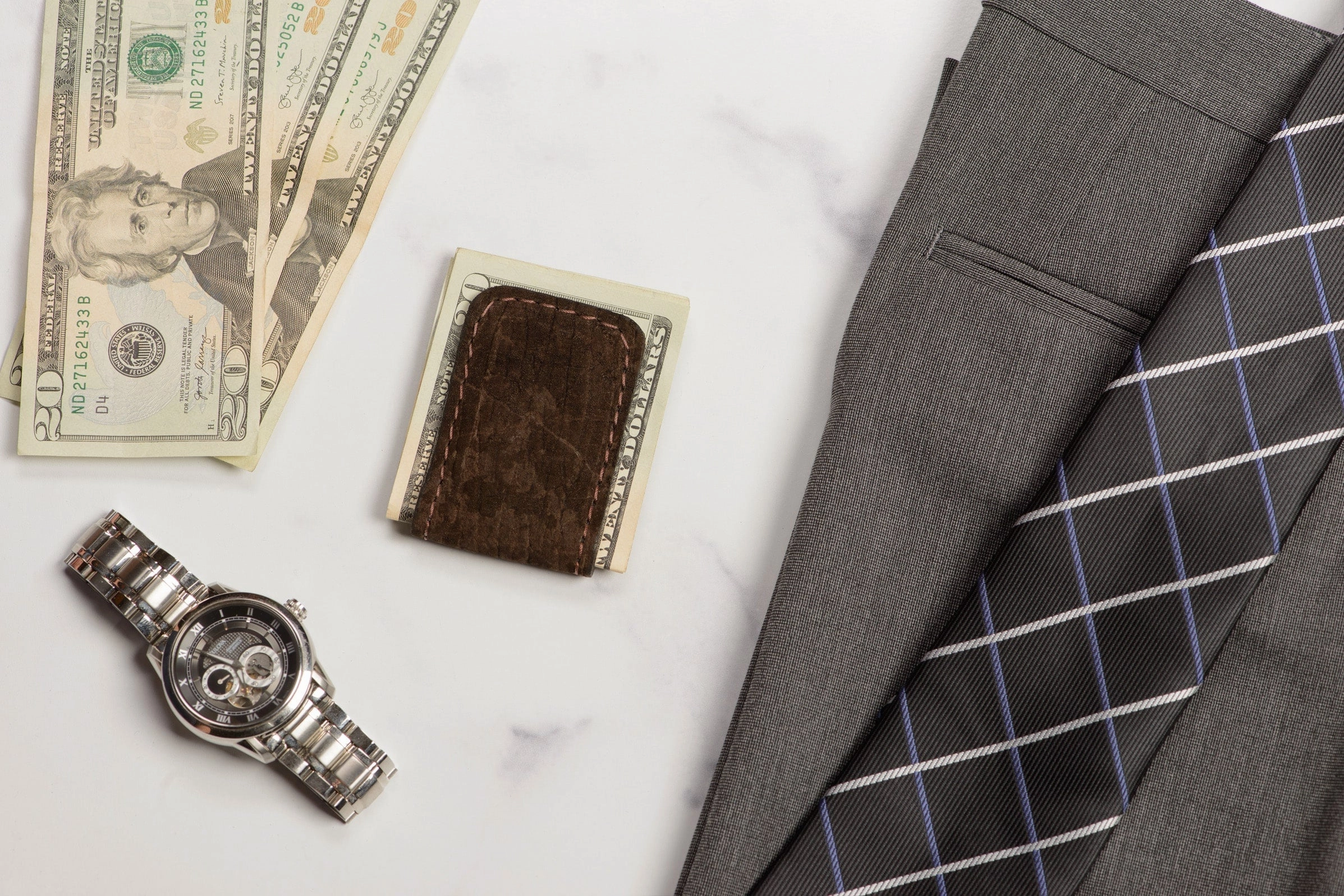 Brown Hippopotamus Men's Magnetic Money Clip