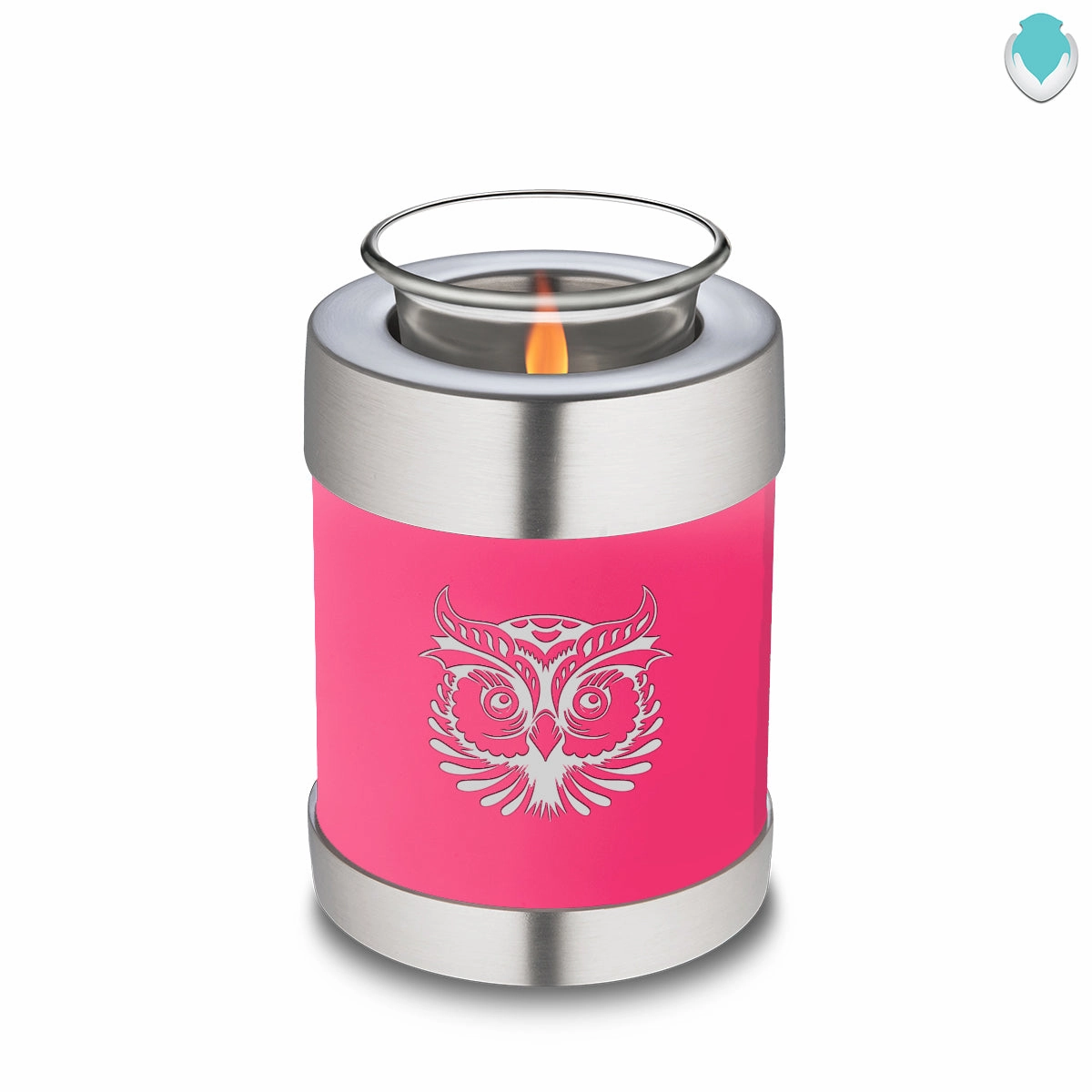 Candle Holder Embrace Bright Pink Owl Cremation Urn