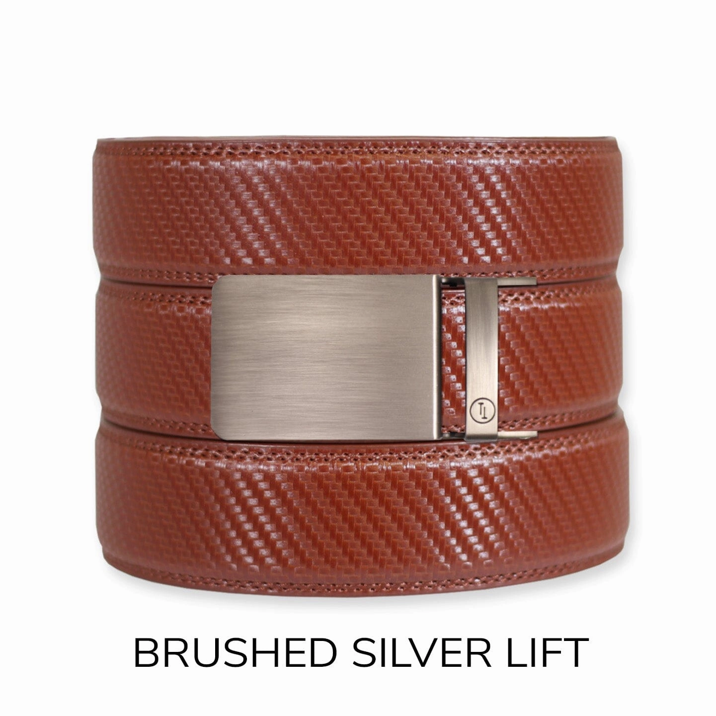 Carbon Cognac Leather Ratchet Belt & Buckle Set