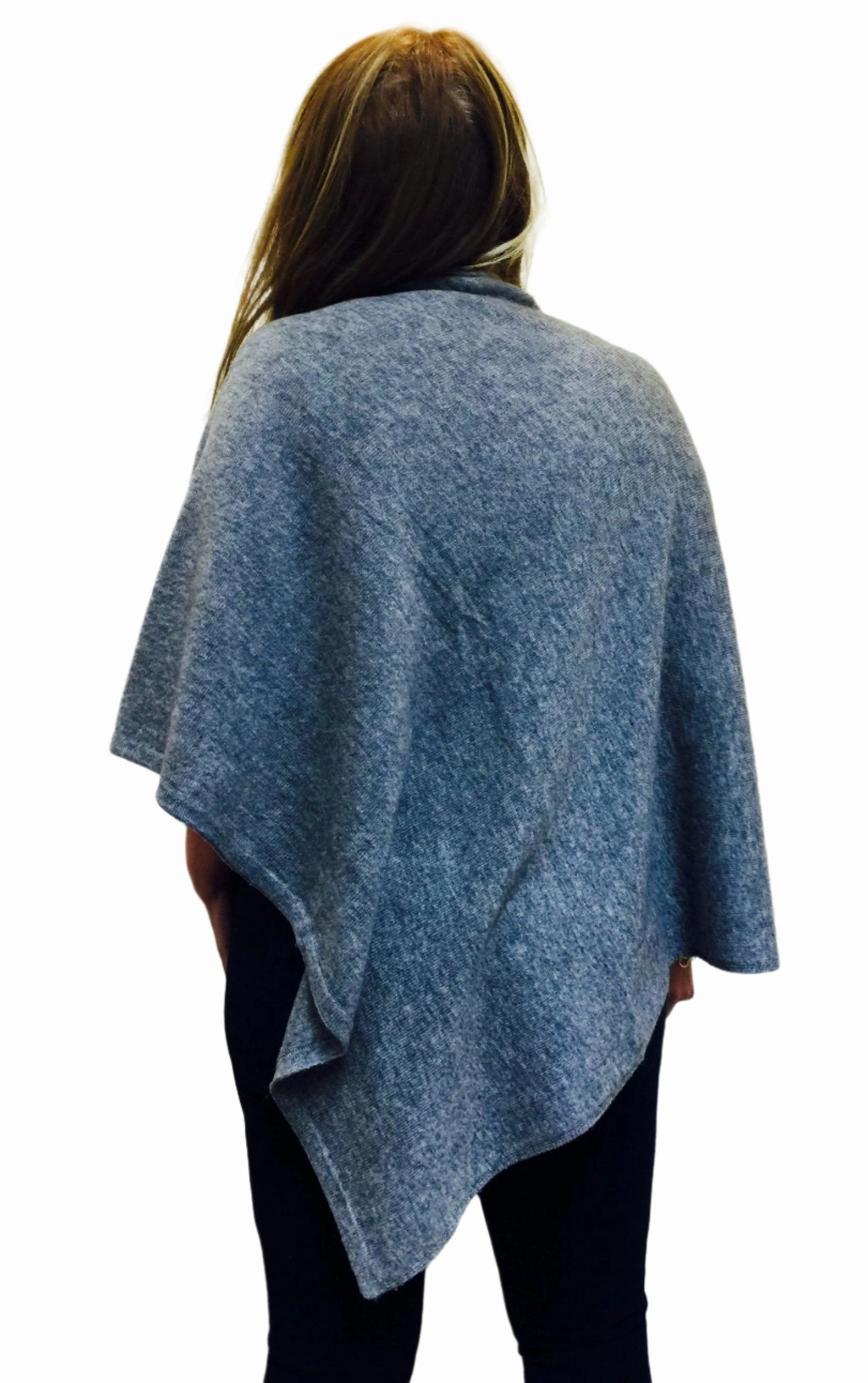 Cashmere Poncho From Nepal Heather Gray