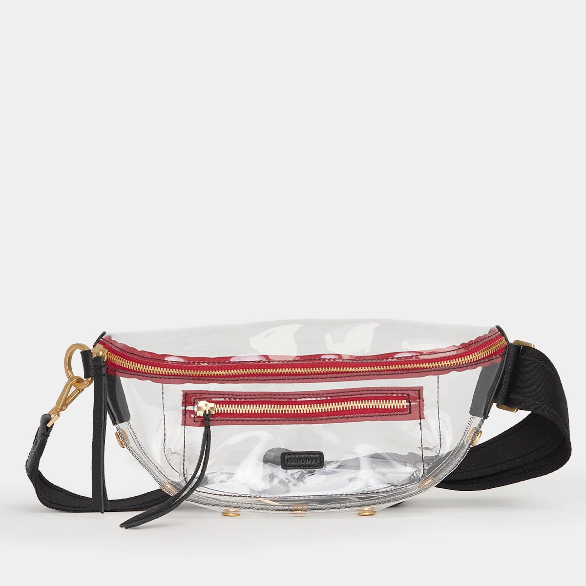 Charles Crossbody | Clear Black/Brushed Gold Red Zip | Med