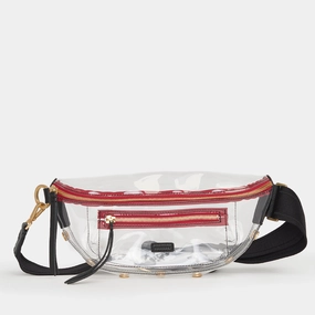 Charles Crossbody | Clear Black/Brushed Gold Red Zip | Med