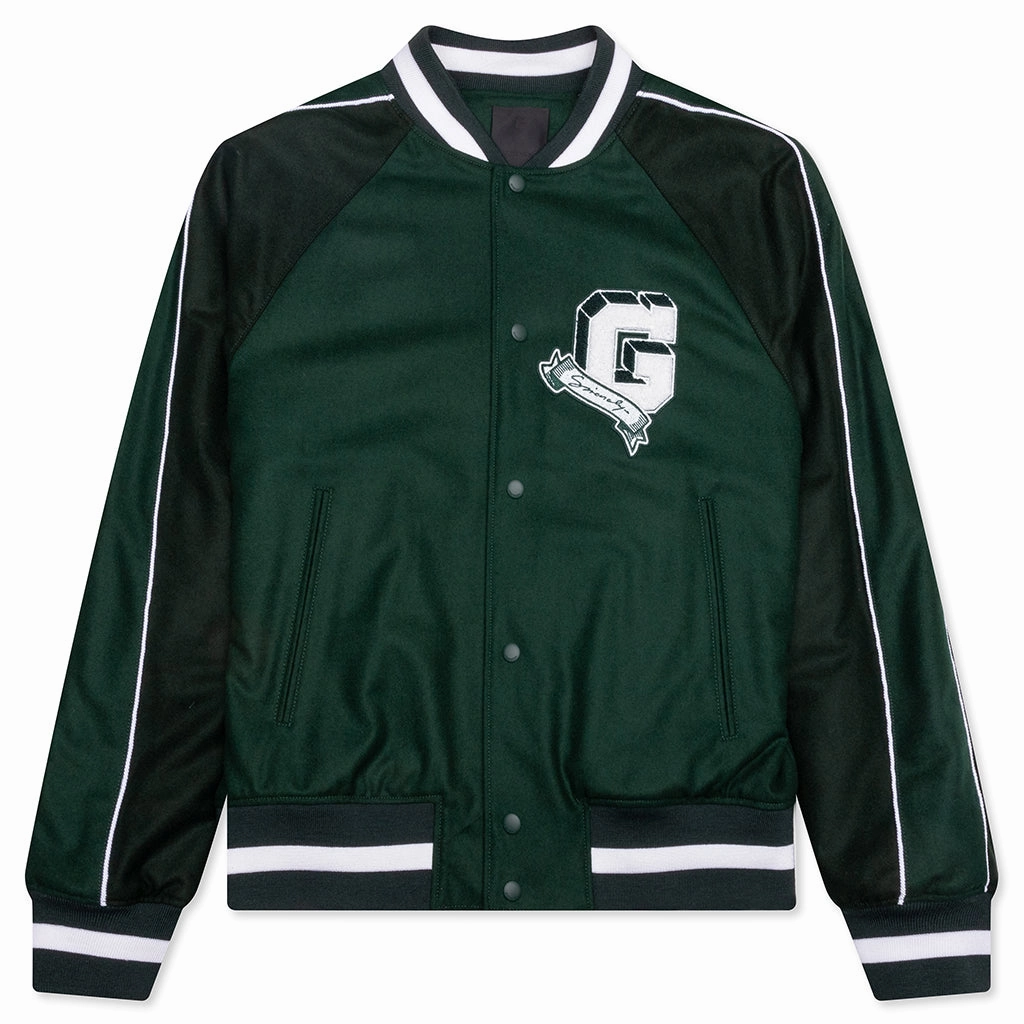 College Varsity Wool Jacket - Dark Green
