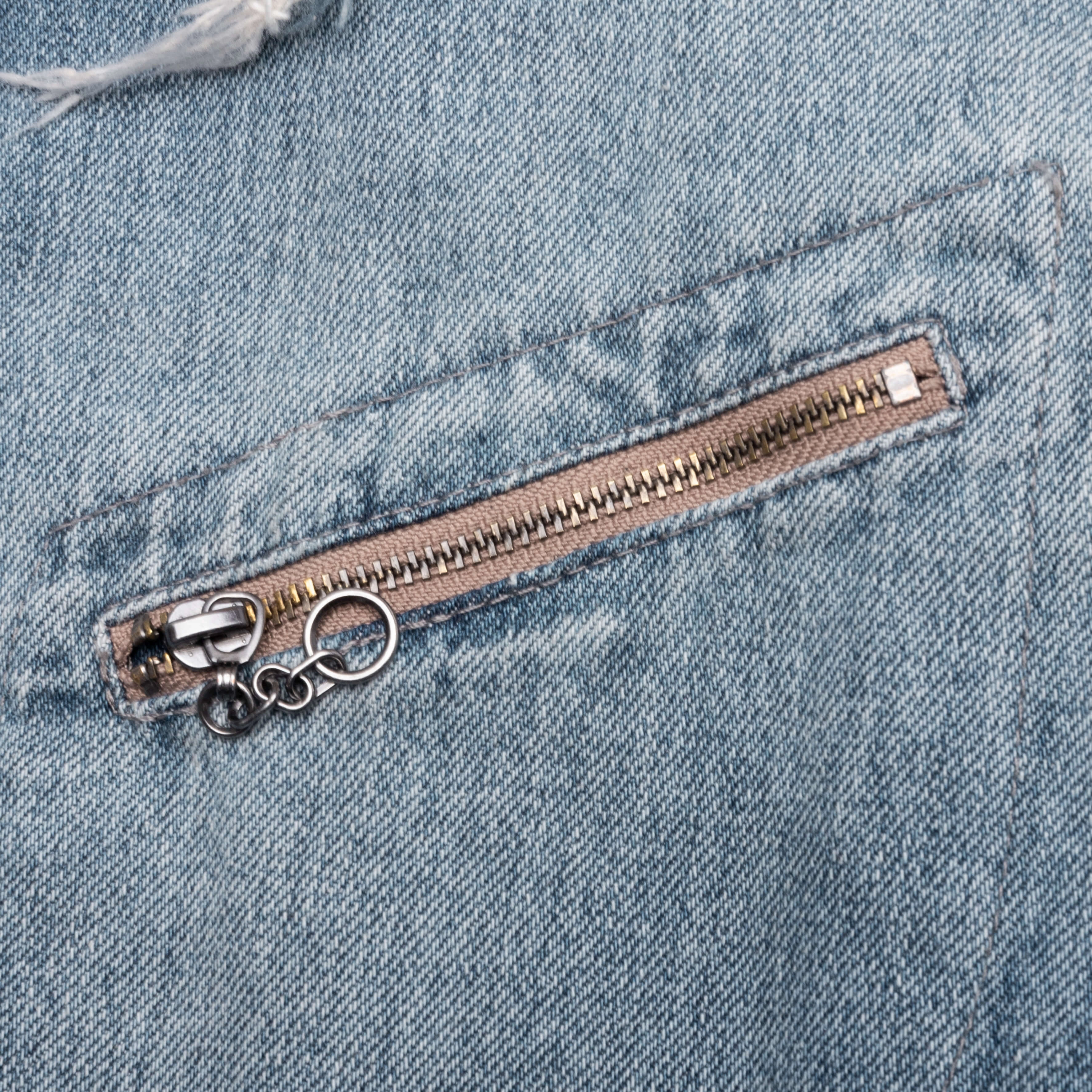 Denim Jacket with Corduroy Collar - Light Blue