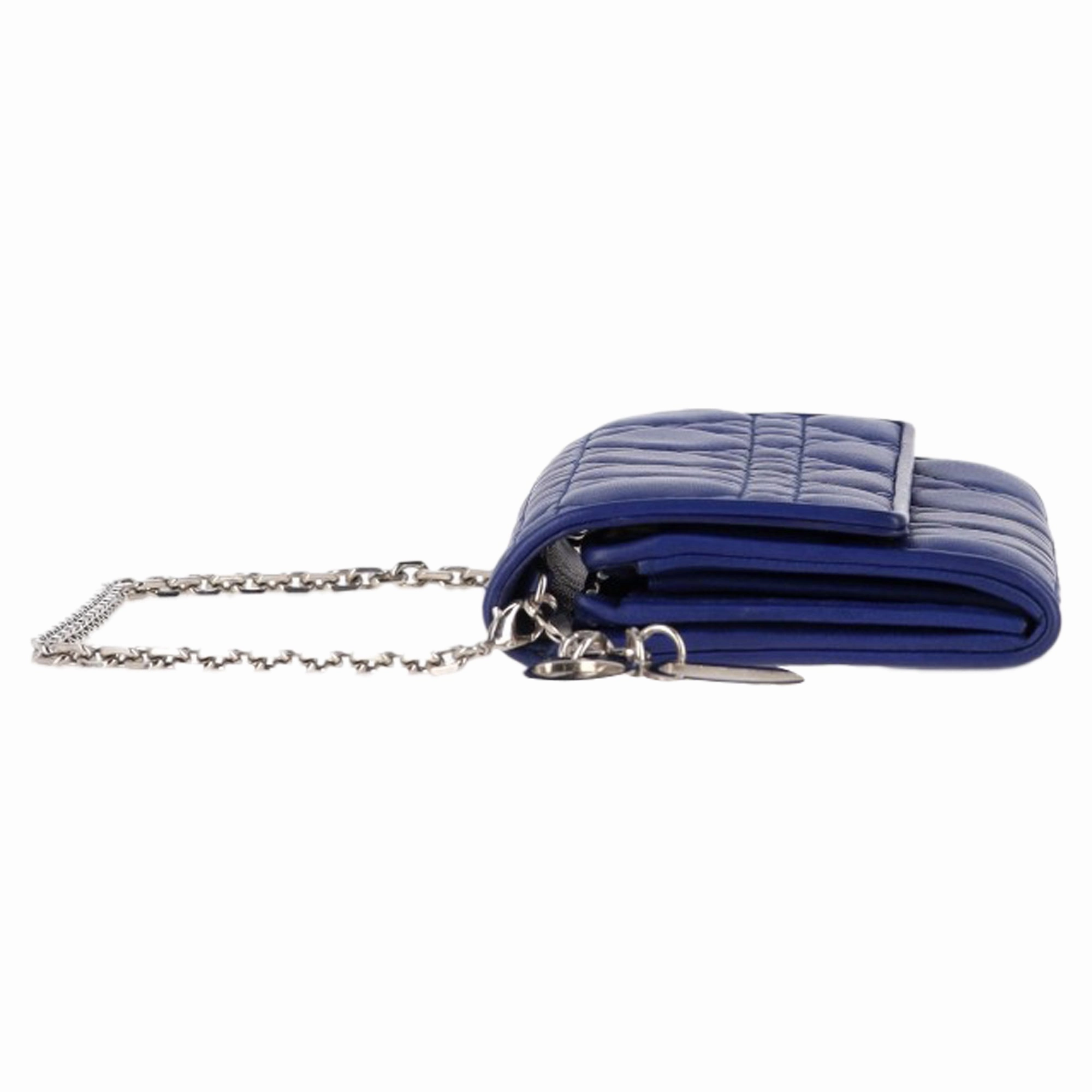 Dior Cannage Lady Dior Rendez-Vous Wallet in Blue Leather