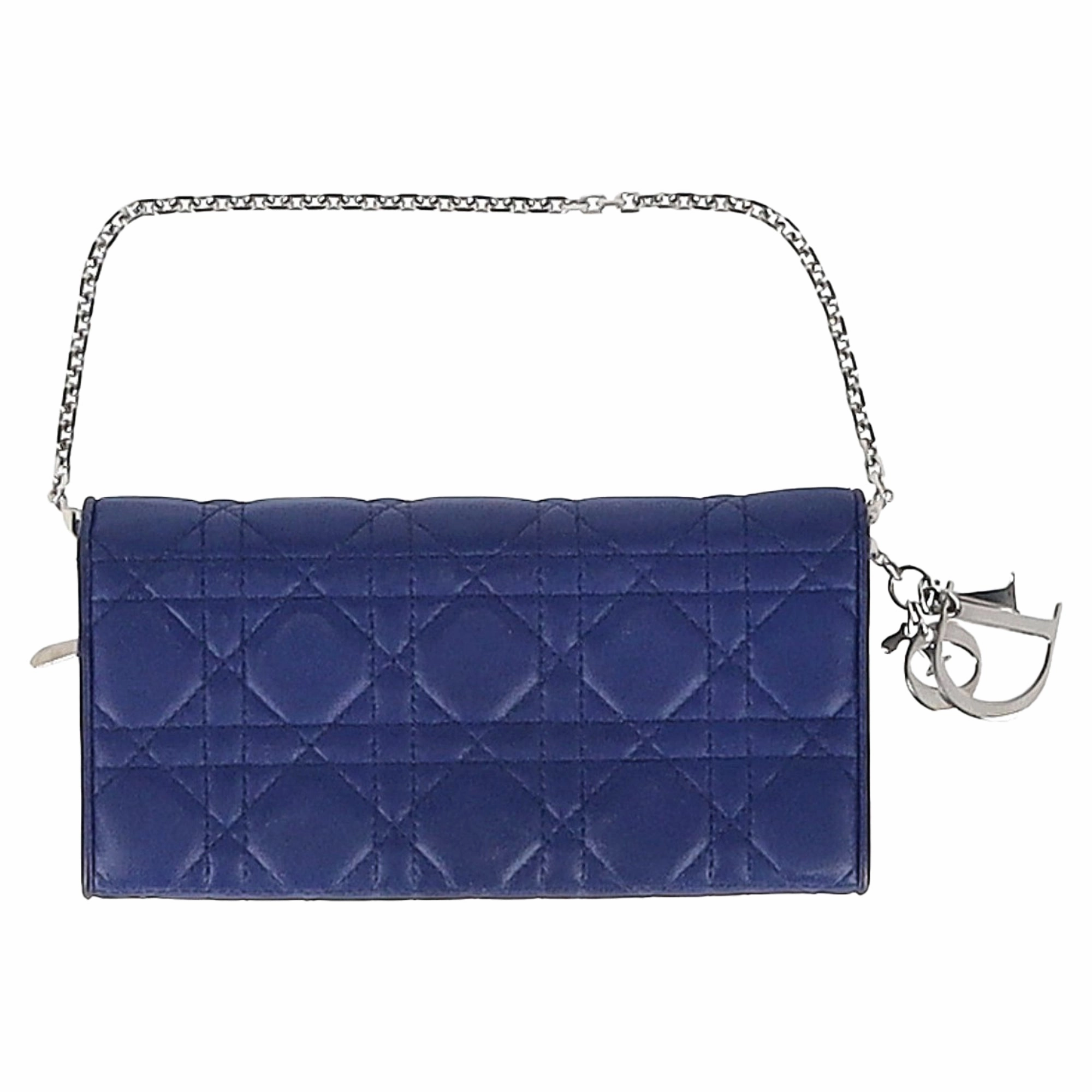 Dior Cannage Lady Dior Rendez-Vous Wallet in Blue Leather