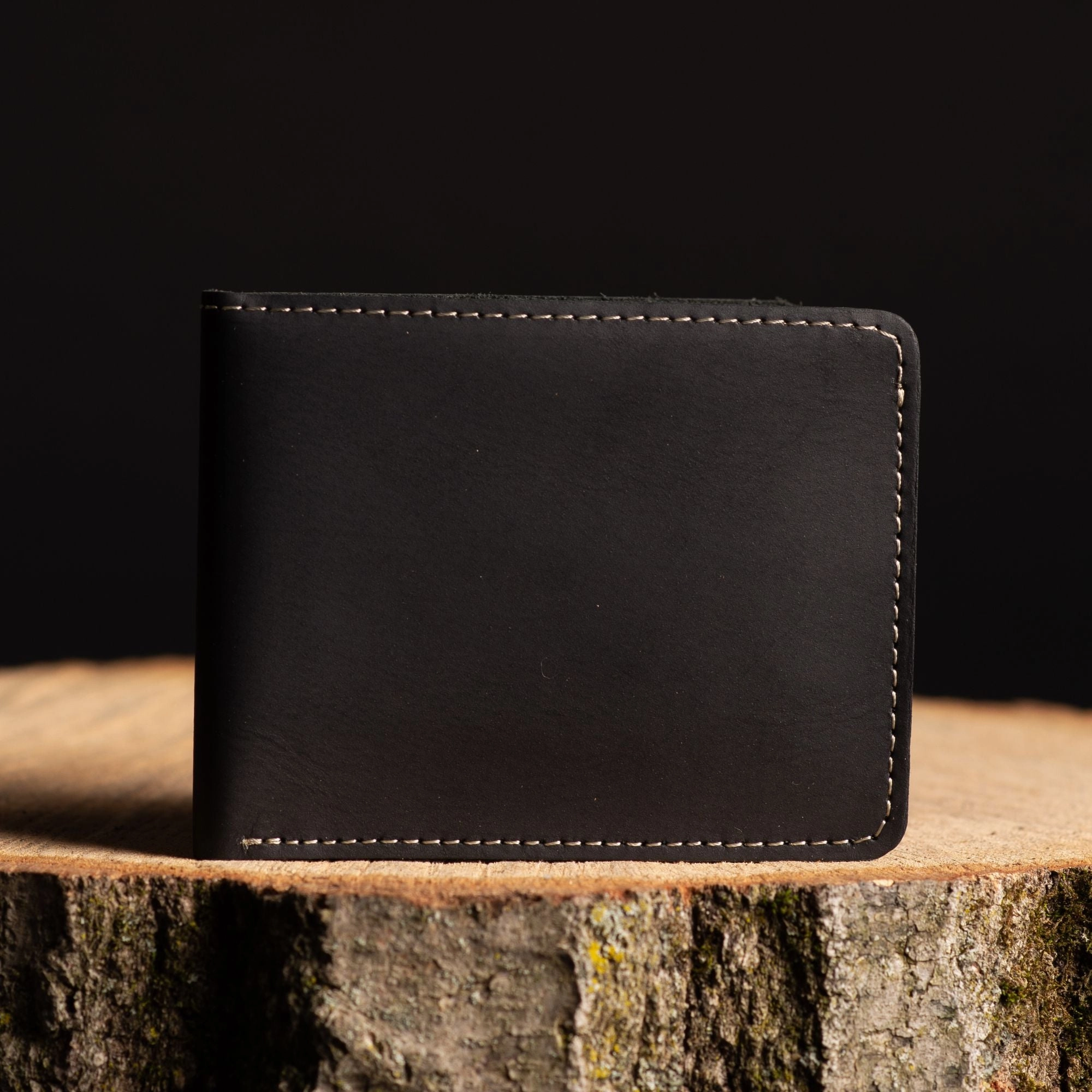 Engraved Cognac Full Grain Leather Minimalist Wallet