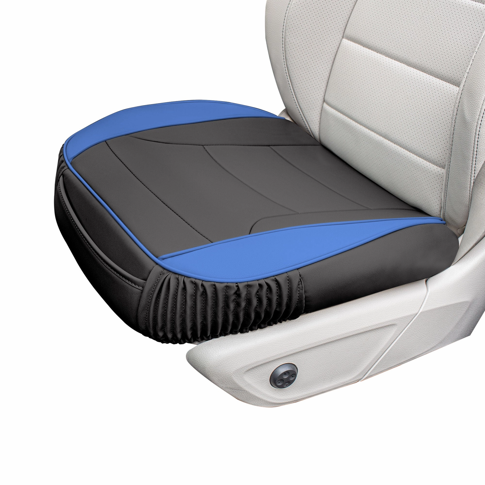 Faux Leather Seat Cushion Pad - 2 Piece Front Set Blue