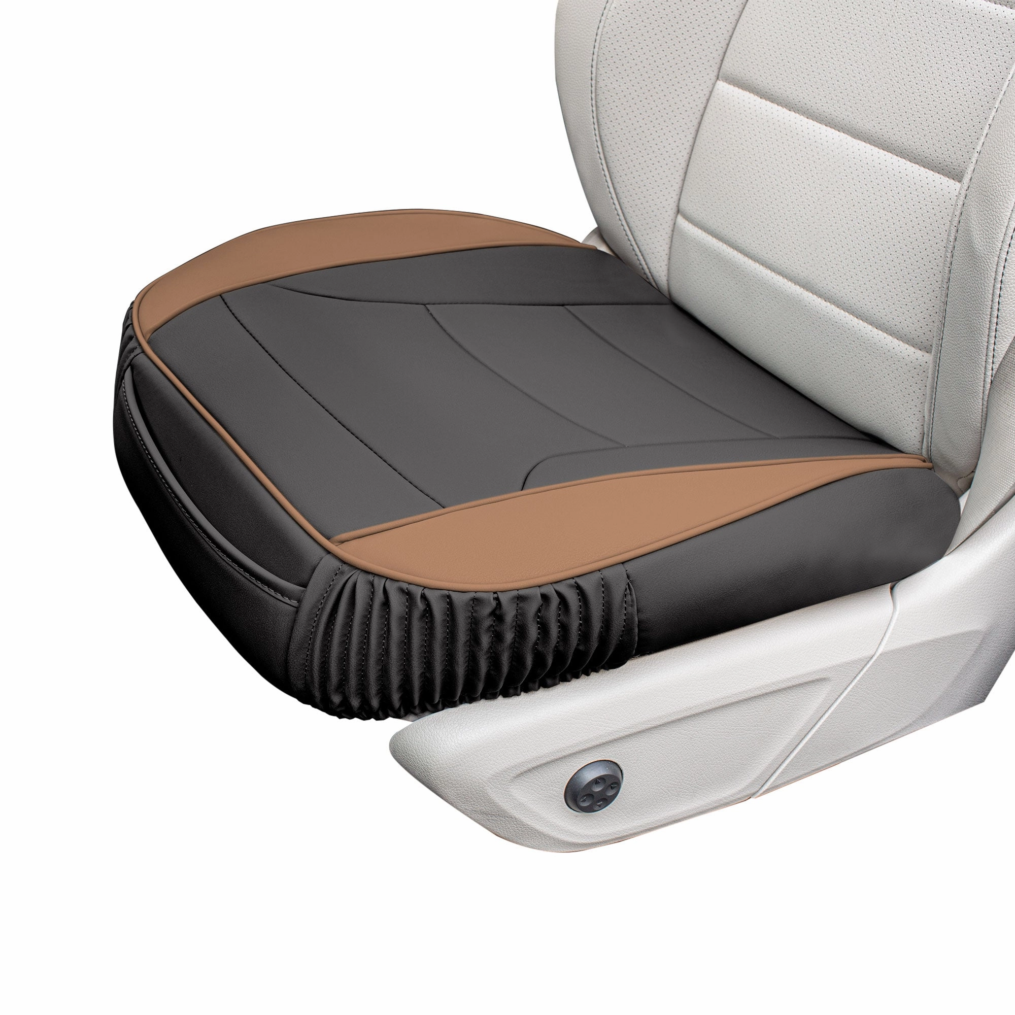 Faux Leather Seat Cushion Pad - 2 Piece Front Set Brown