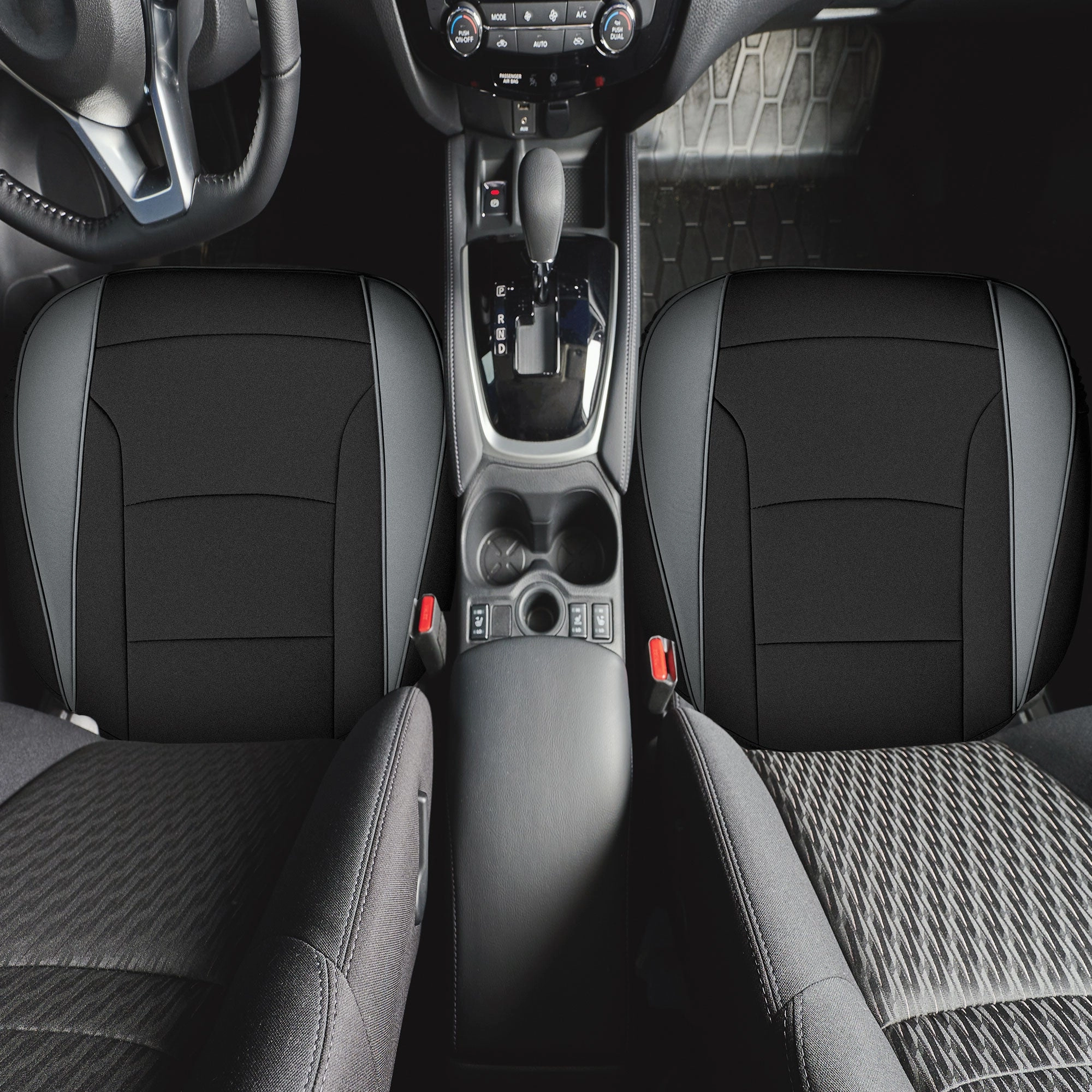 Faux Leather Seat Cushion Pad - 2 Piece Front Set Gray/Black