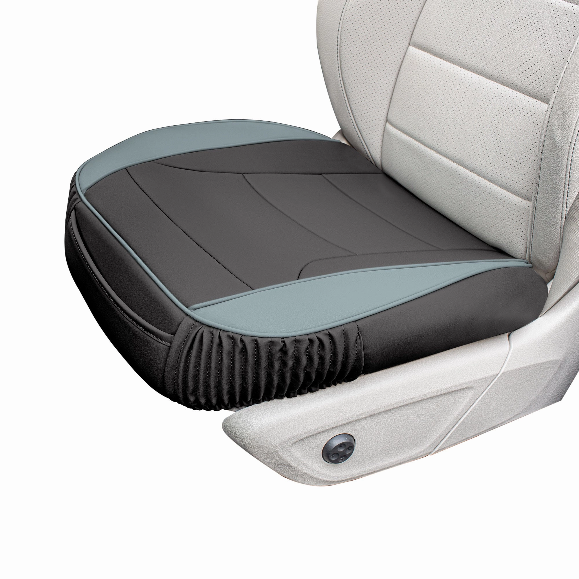 Faux Leather Seat Cushion Pad - 2 Piece Front Set Gray/Black
