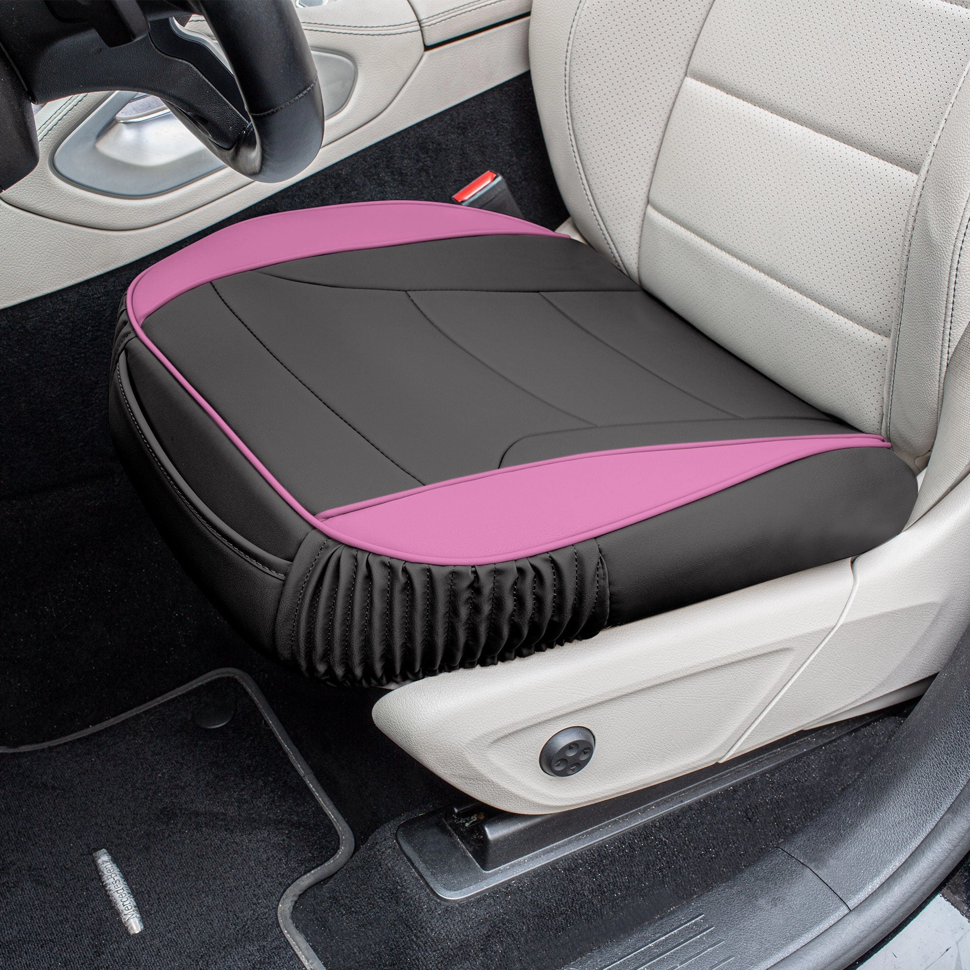 Faux Leather Seat Cushion Pad - 2 Piece Front Set Pink