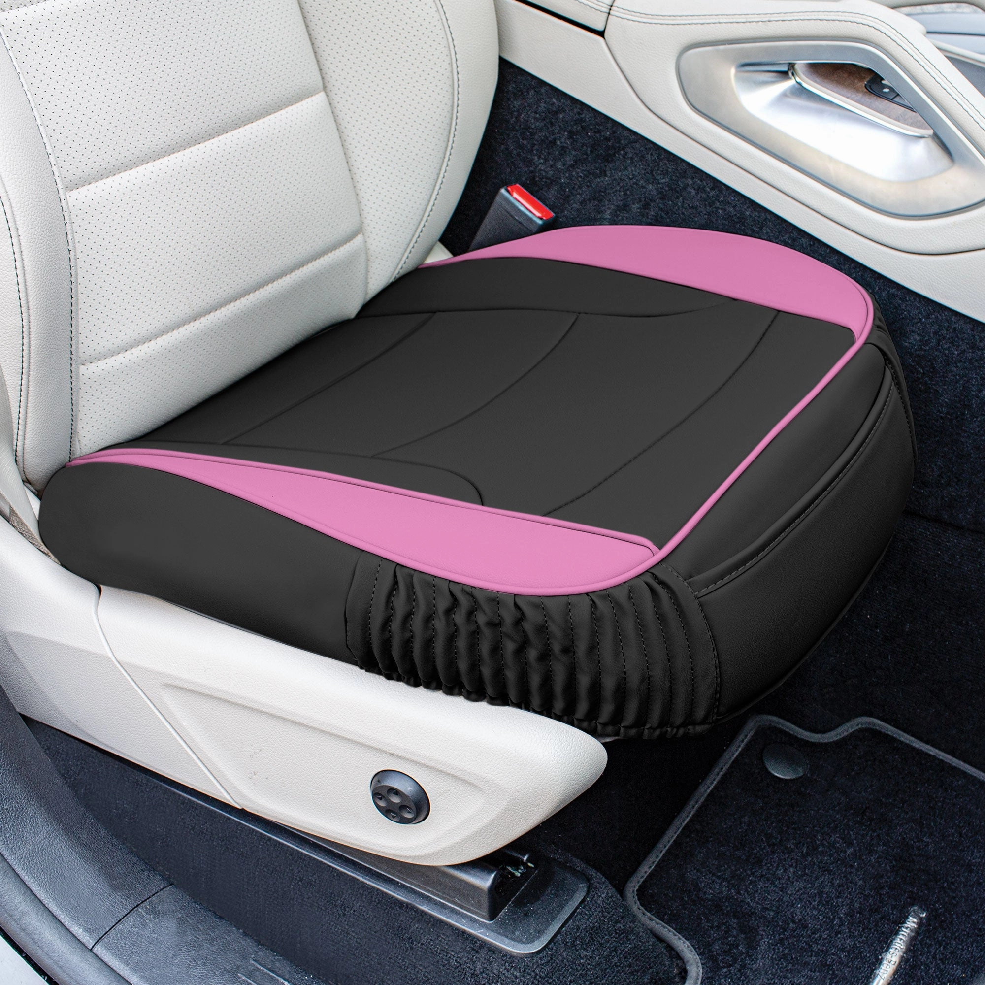 Faux Leather Seat Cushion Pad - 2 Piece Front Set Pink