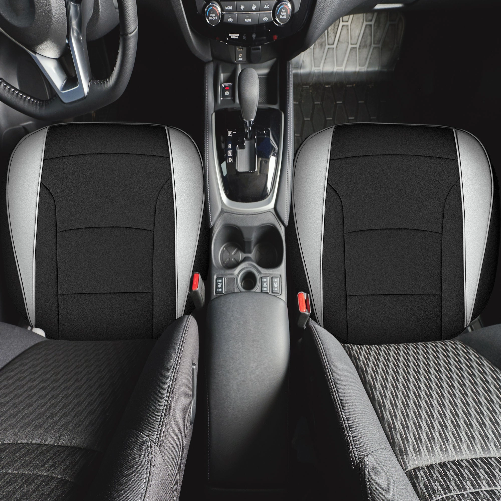 Faux Leather Seat Cushion Pad - 2 Piece Front Set White