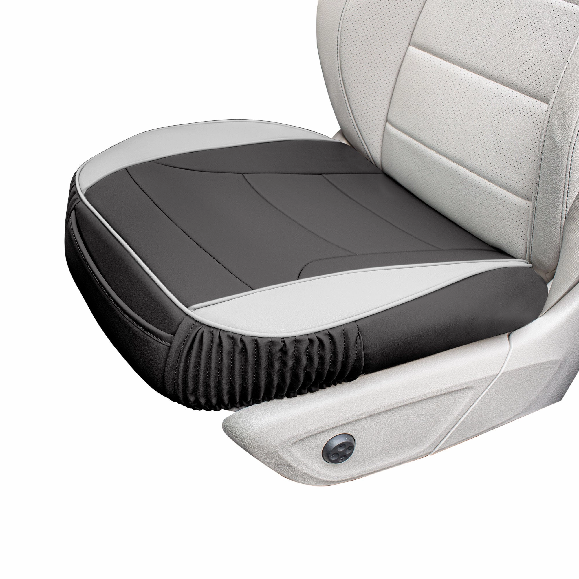 Faux Leather Seat Cushion Pad - 2 Piece Front Set White