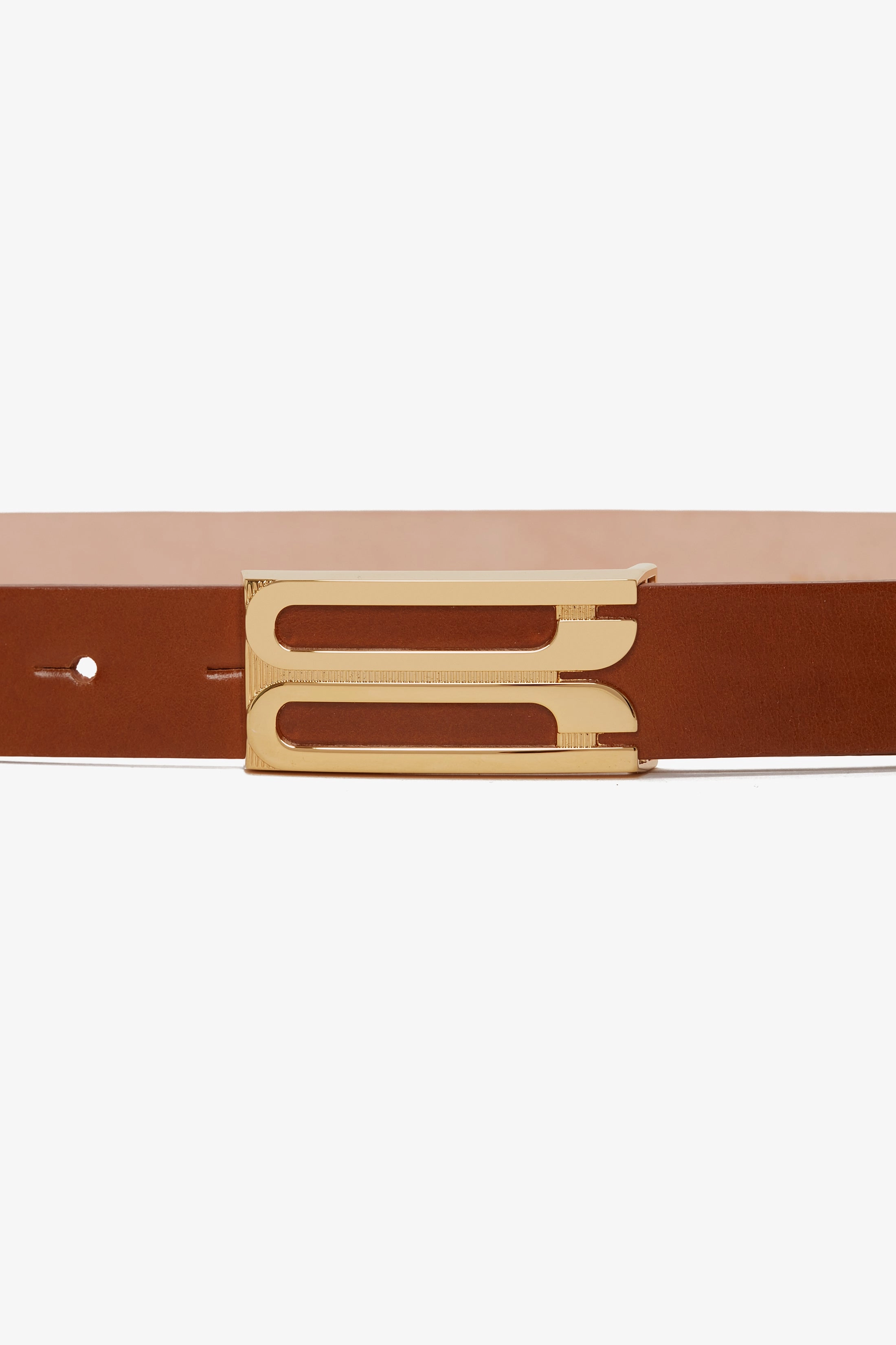 Frame Belt In Tan Glossed Leather