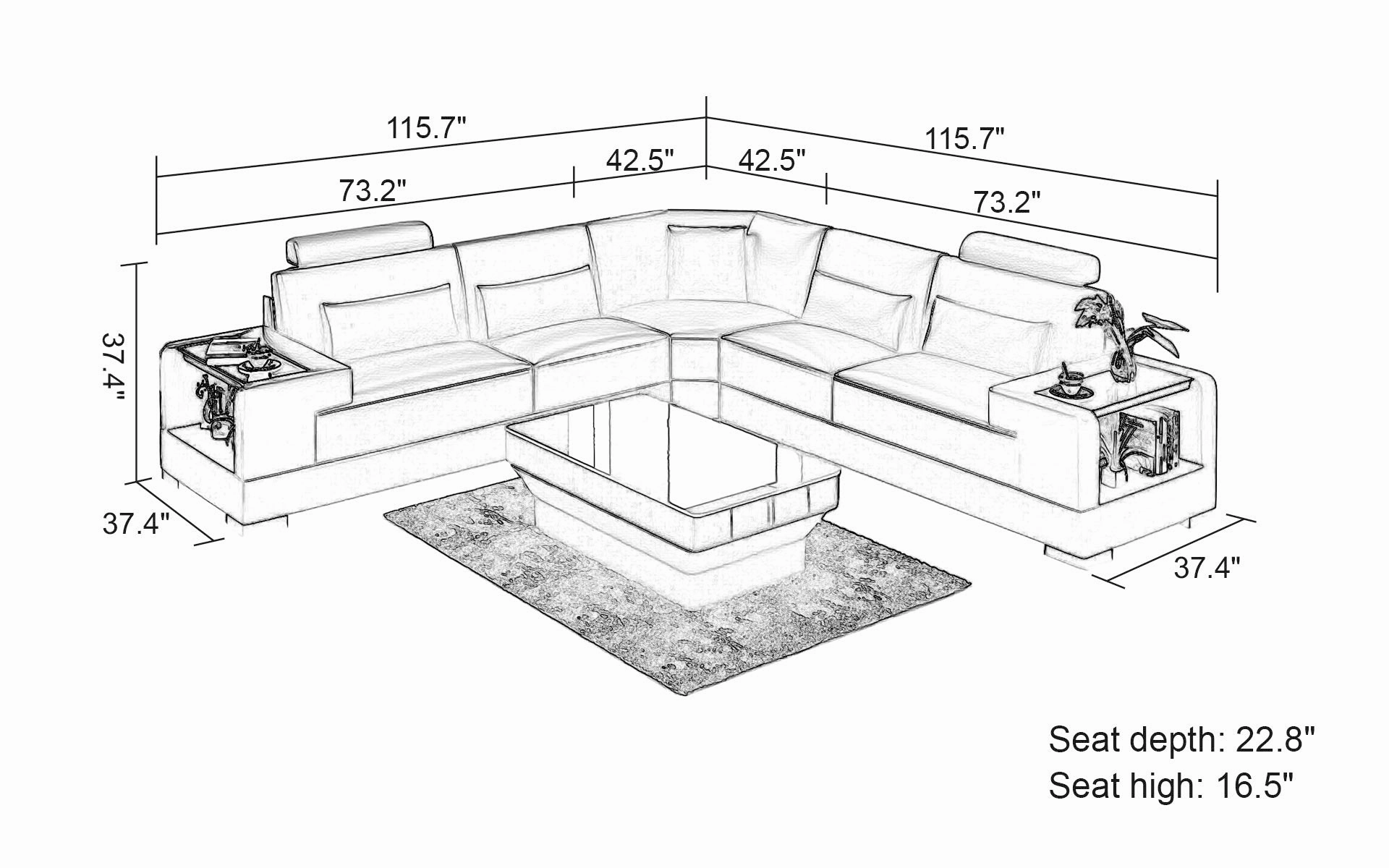 Giana Modern Leather Sectional