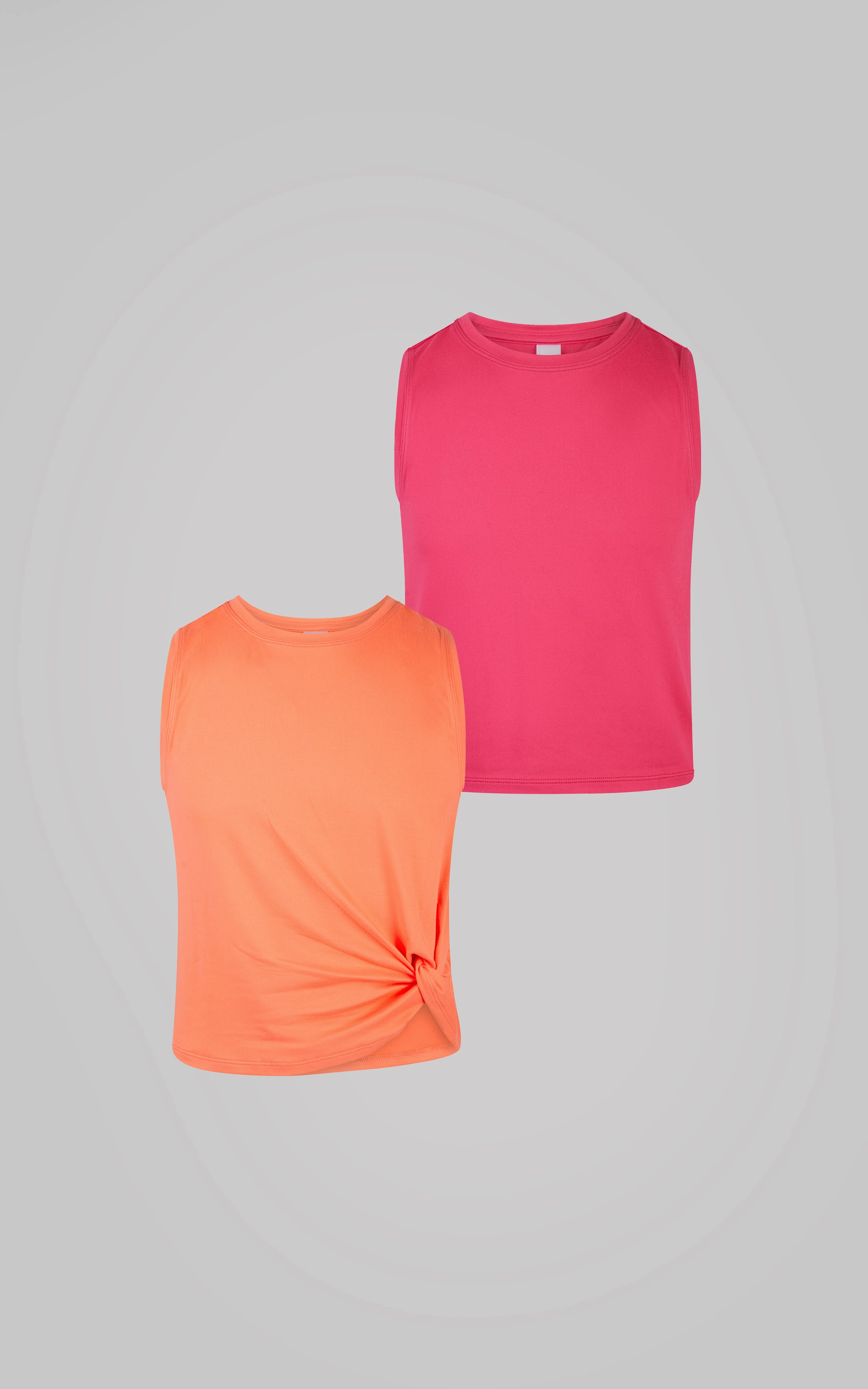 Girls 2 PK Twist Tank and Crew Neck Tank Top
