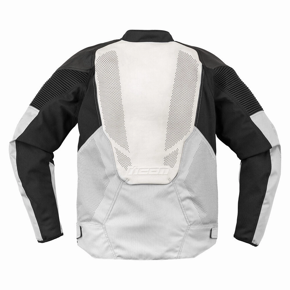 Icon Overlord 3 Leather Motorcycle Jacket White