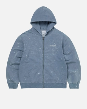 Indigo Dyed Zip Uy Hoodie Washed Blue