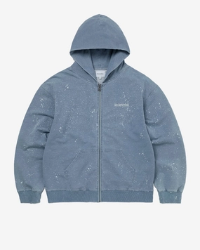 Indigo Dyed Zip Uy Hoodie Washed Blue