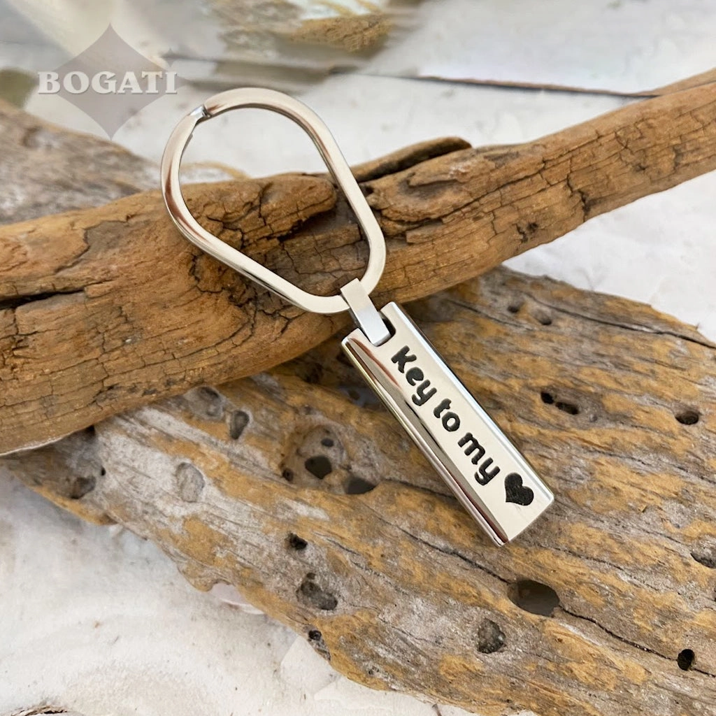 J-411 - Cylinder Bar Keychain - Key to My Heart