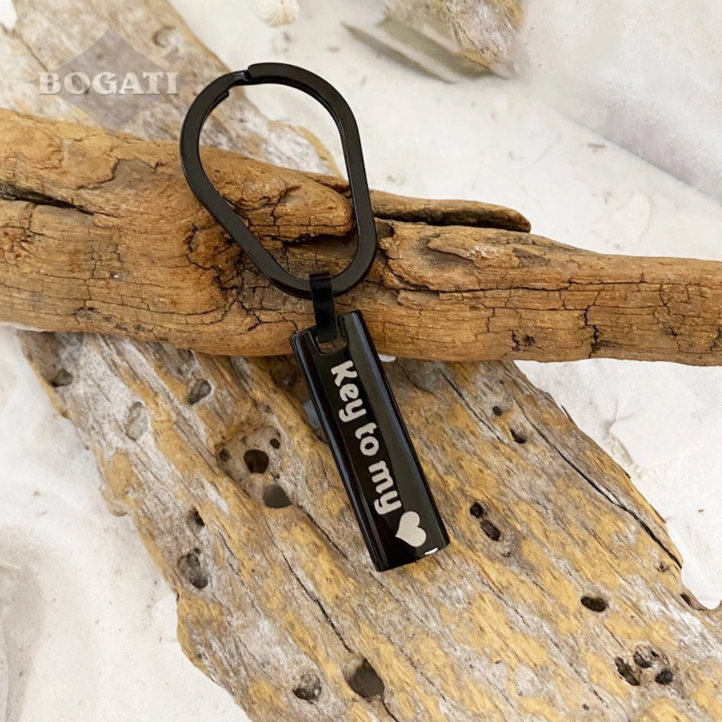 J-411 - Cylinder Bar Keychain - Key to My Heart