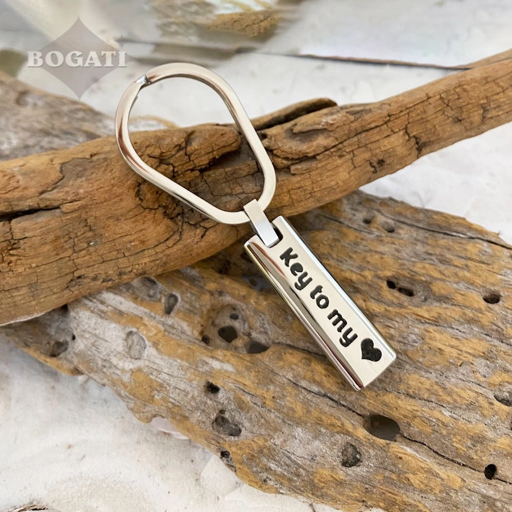 J-411 - Cylinder Bar Keychain - Key to My Heart