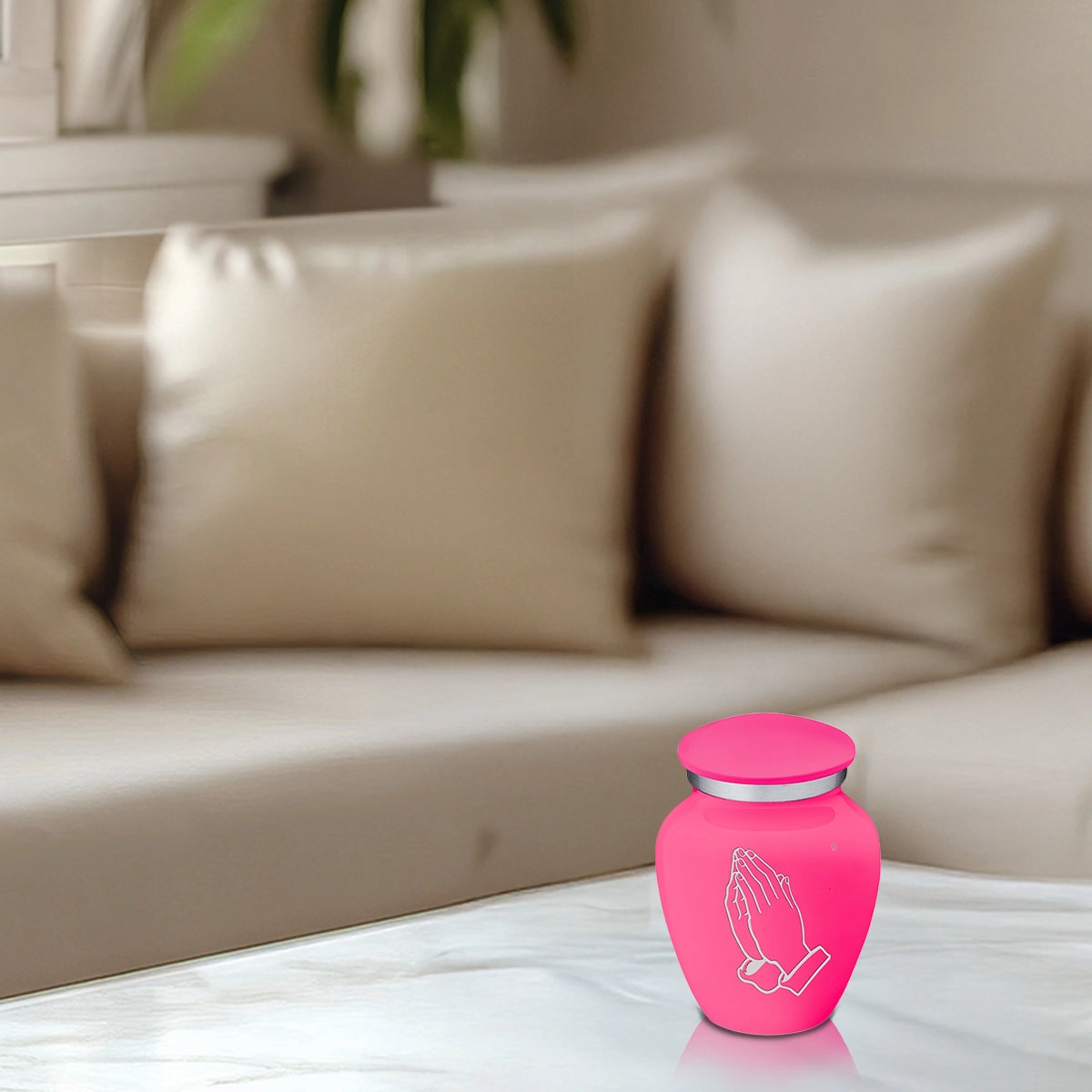 Keepsake Embrace Bright Pink Praying Hands Cremation Urn