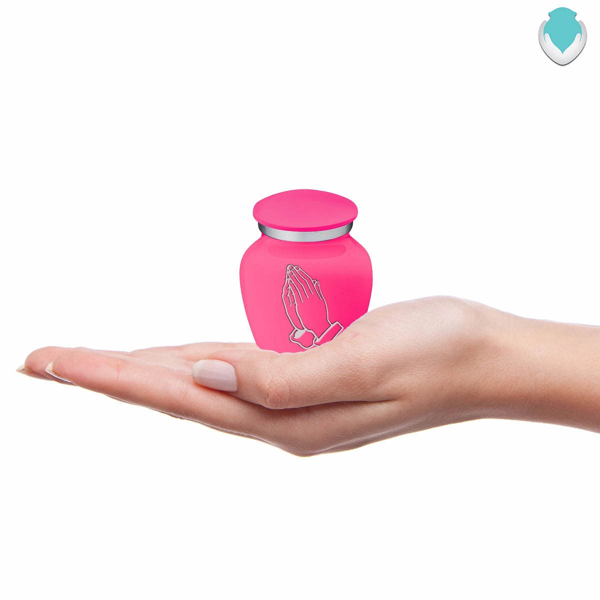 Keepsake Embrace Bright Pink Praying Hands Cremation Urn