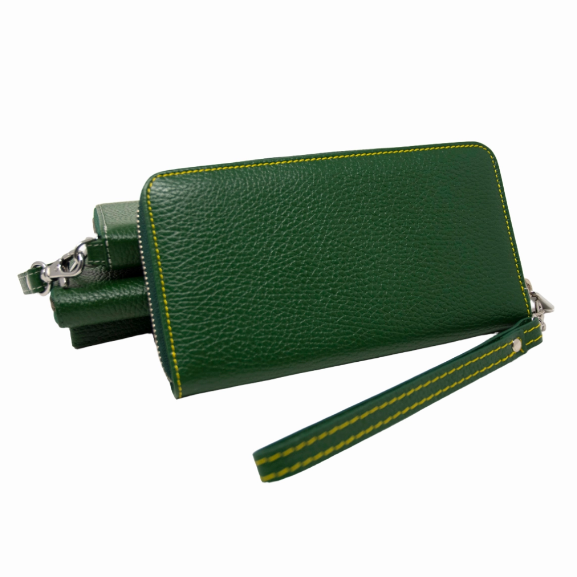 Ladies Italian Pebble Clutch - Green