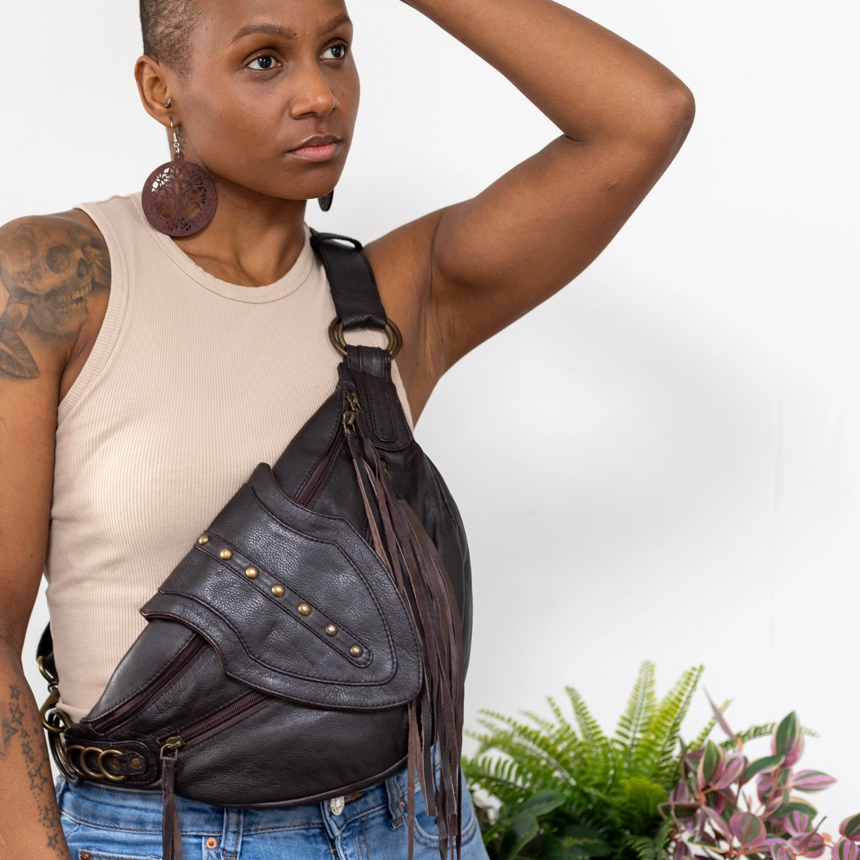 Leather Arrow Bag | Falcon Brown