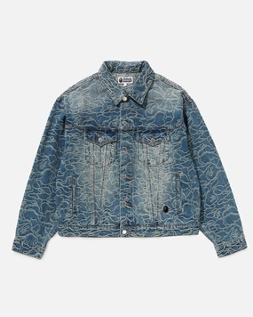 Line Camo Jacquard 13oz Denim Jacket Light Indigo