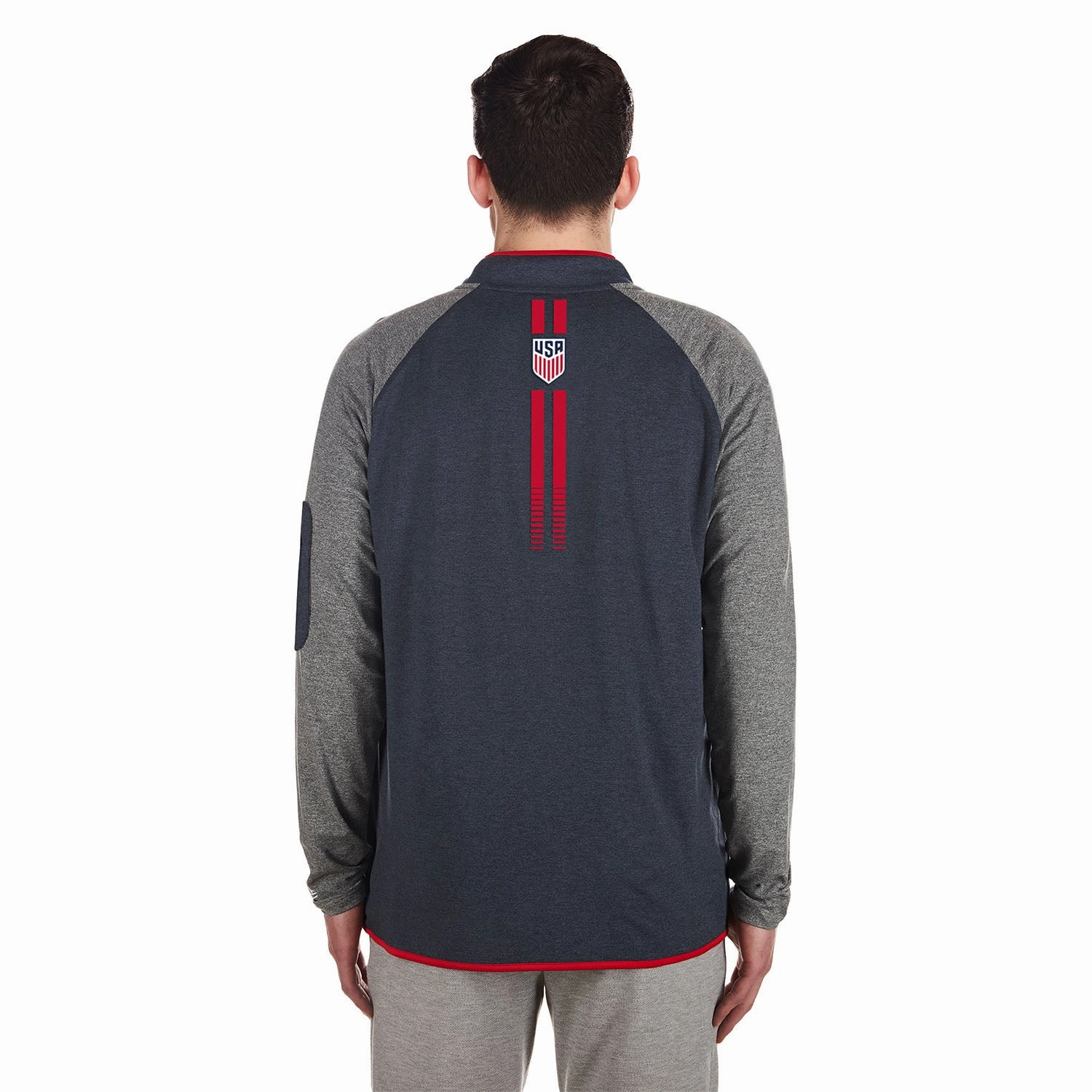 Men's New Era USMNT 1/4 Zip Navy/Grey Pullover