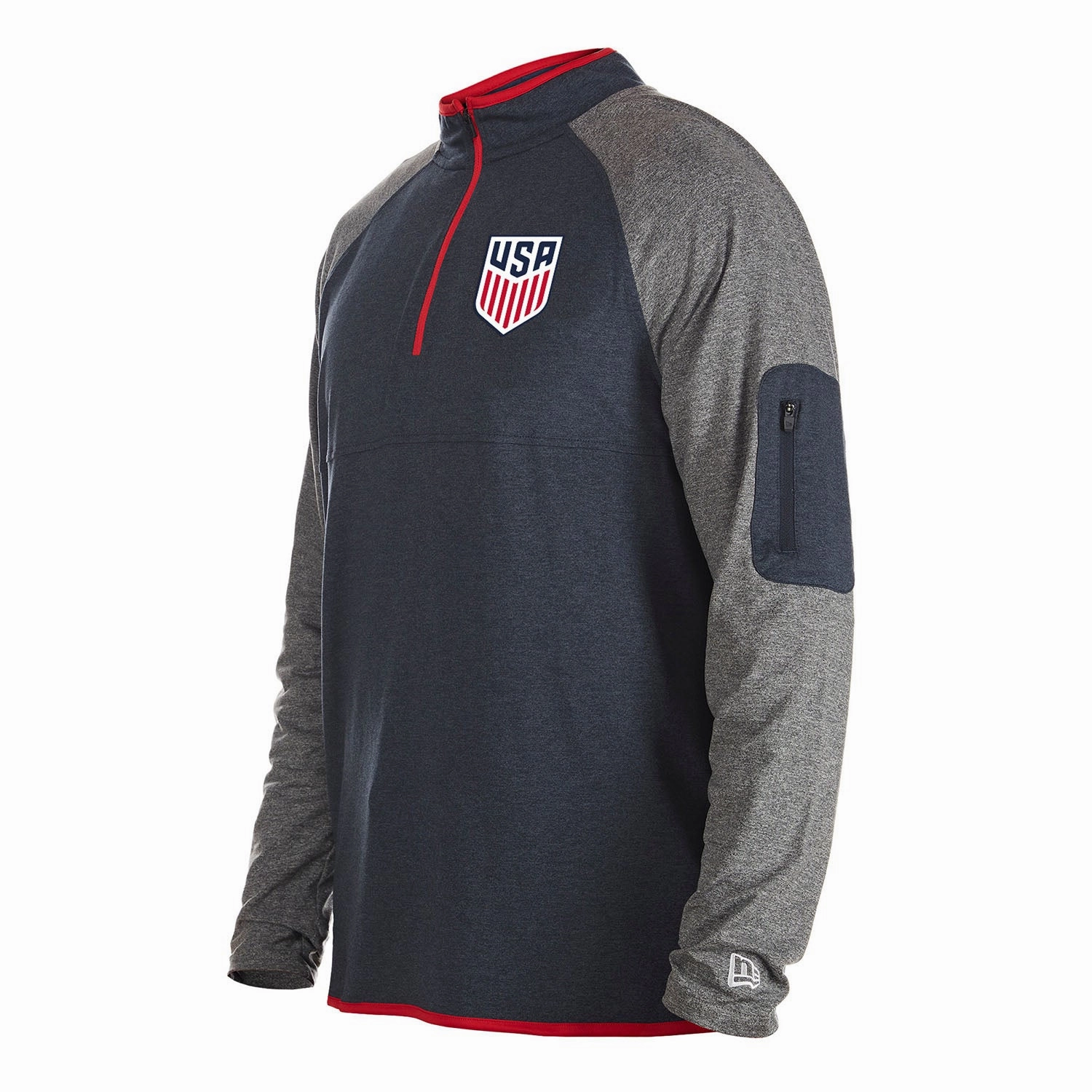 Men's New Era USMNT 1/4 Zip Navy/Grey Pullover