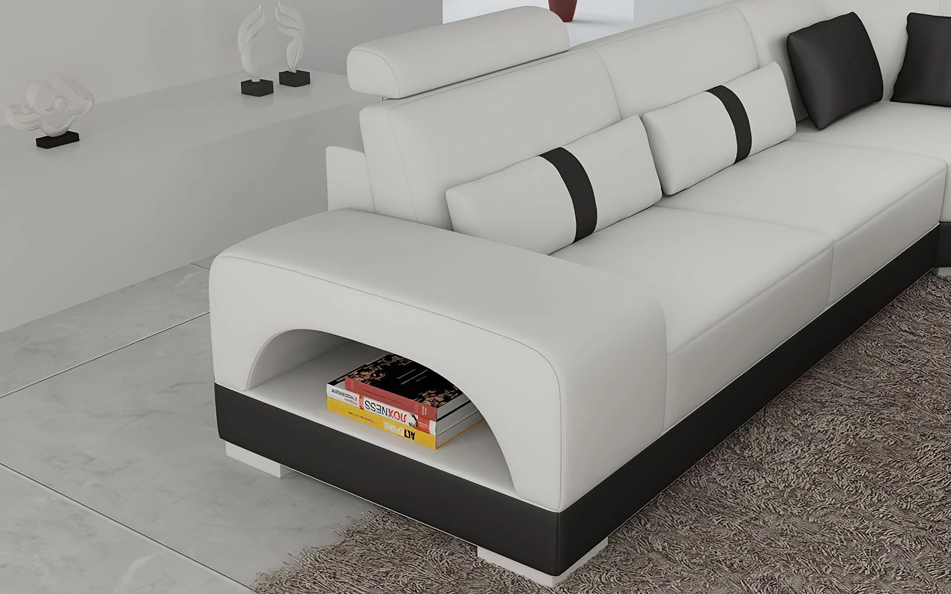 Mequon Large Leather Sectional with LED Lights