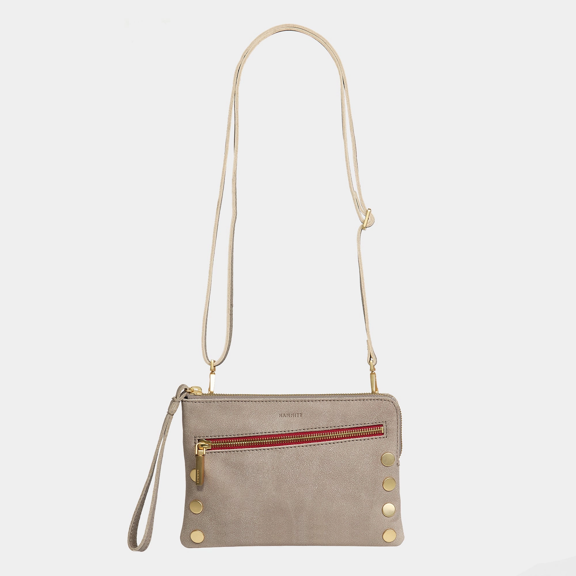 Nash Small | Pewter/Brushed Gold Red Zip