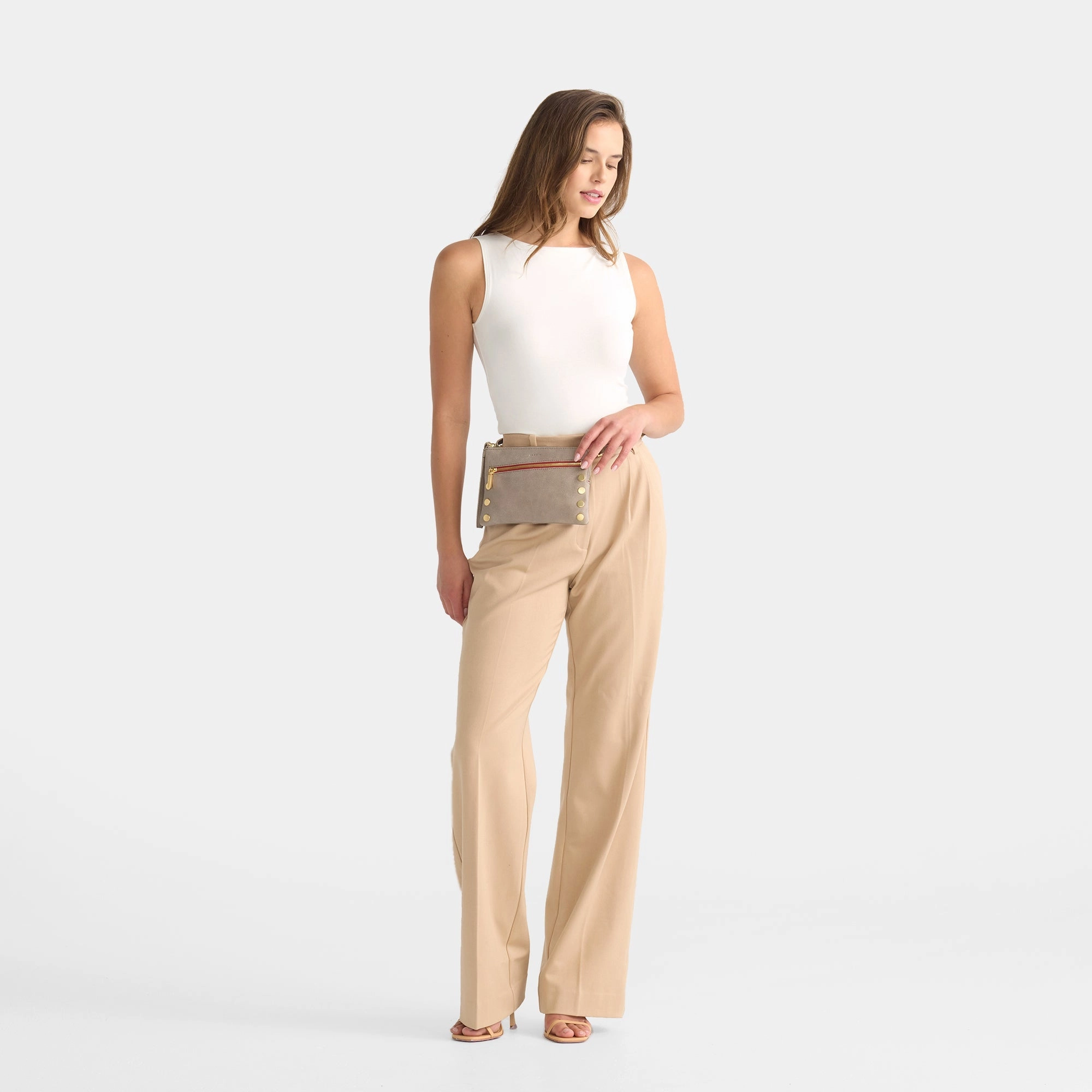 Nash Small | Pewter/Brushed Gold Red Zip
